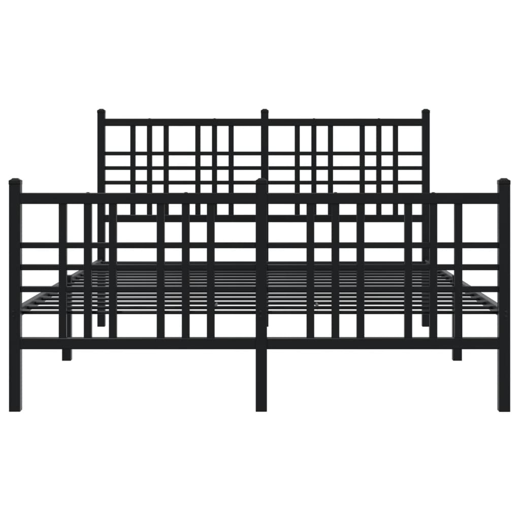 Metal Bed Frame without Mattress with Footboard Black 120x190cm