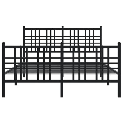 Metal Bed Frame without Mattress with Footboard Black 120x190cm