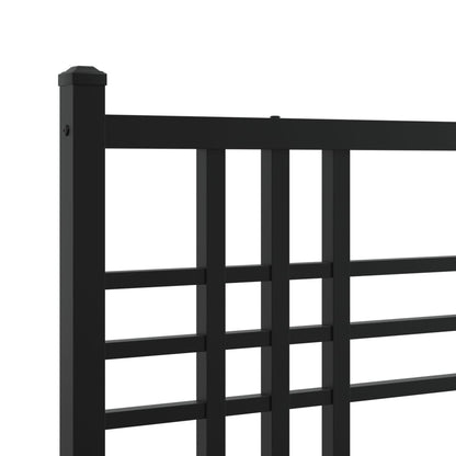 Metal Bed Frame without Mattress with Footboard Black 120x190cm