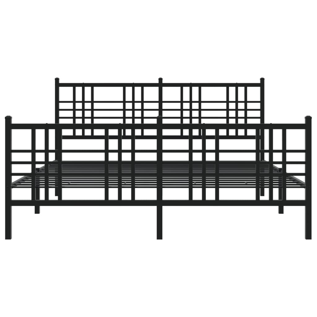 vidaXL Bed Frame Black Steel 59 x 79 in Rectangular Traditional