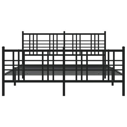 vidaXL Bed Frame Black Steel 59 x 79 in Rectangular Traditional