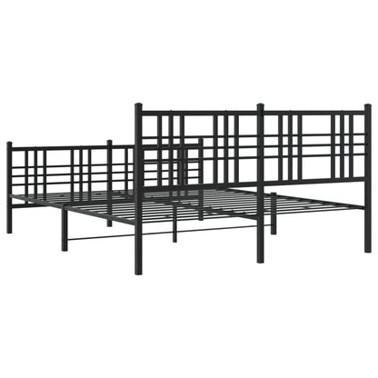 vidaXL Bed Frame Black Steel 59 x 79 in Rectangular Traditional