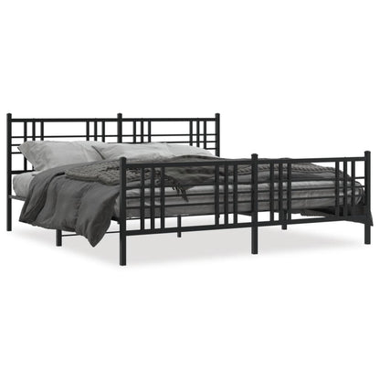 Metal Bed Frame without Mattress with Footboard Black 76"x79.9"