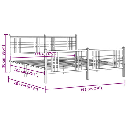 Metal Bed Frame without Mattress with Footboard Black 76"x79.9"