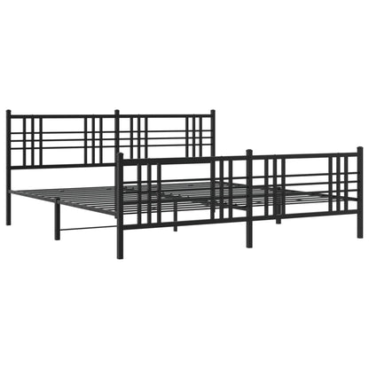 Metal Bed Frame without Mattress with Footboard Black 200x200cm