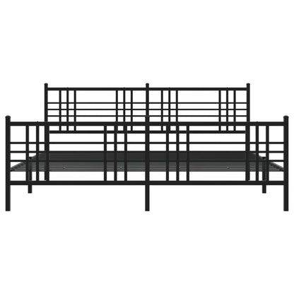 Metal Bed Frame without Mattress with Footboard Black 200x200cm