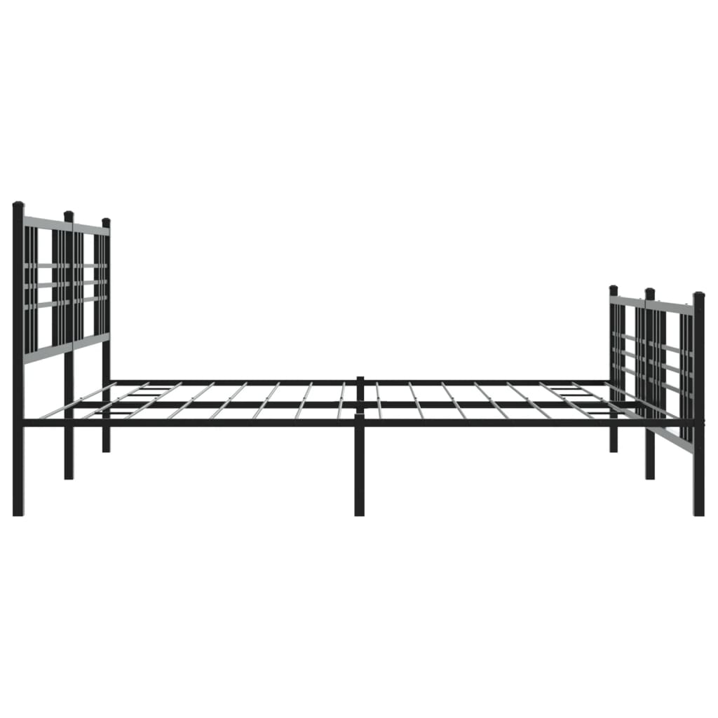 Metal Bed Frame without Mattress with Footboard Black 200x200cm