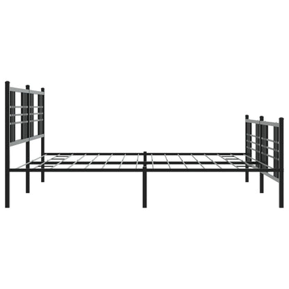 Metal Bed Frame without Mattress with Footboard Black 200x200cm