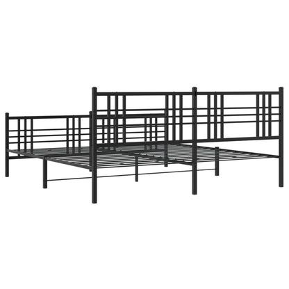 Metal Bed Frame without Mattress with Footboard Black 200x200cm