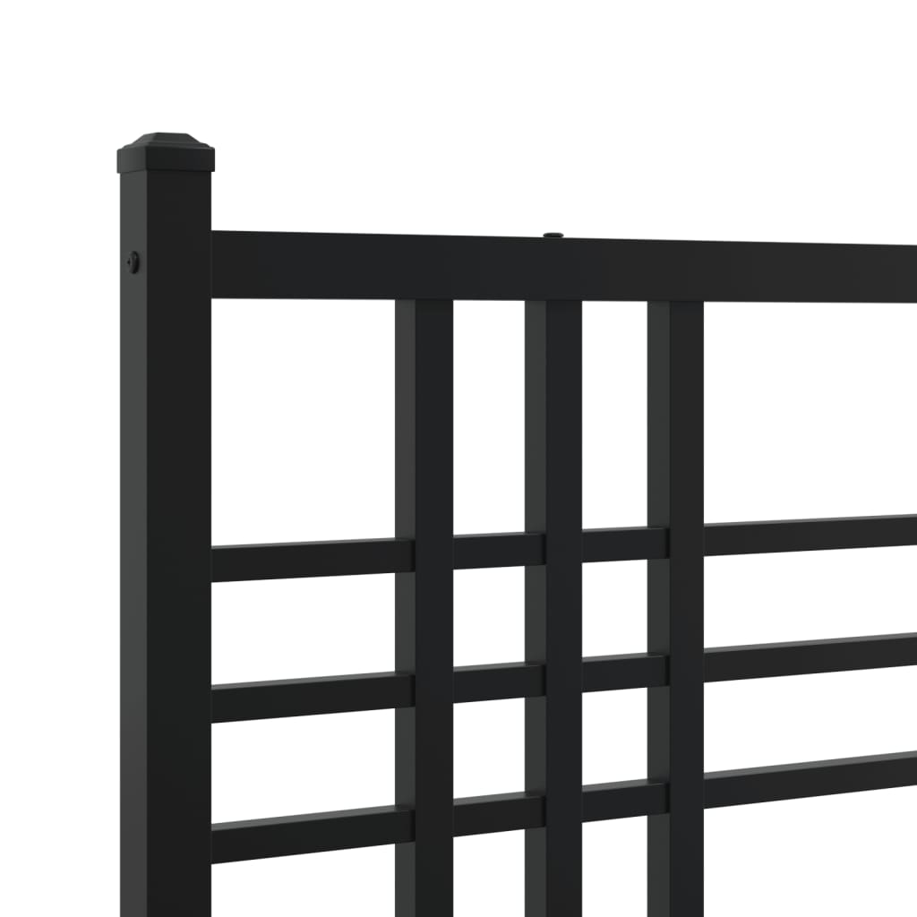 Metal Bed Frame without Mattress with Footboard Black 200x200cm