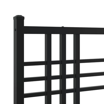 Metal Bed Frame without Mattress with Footboard Black 200x200cm