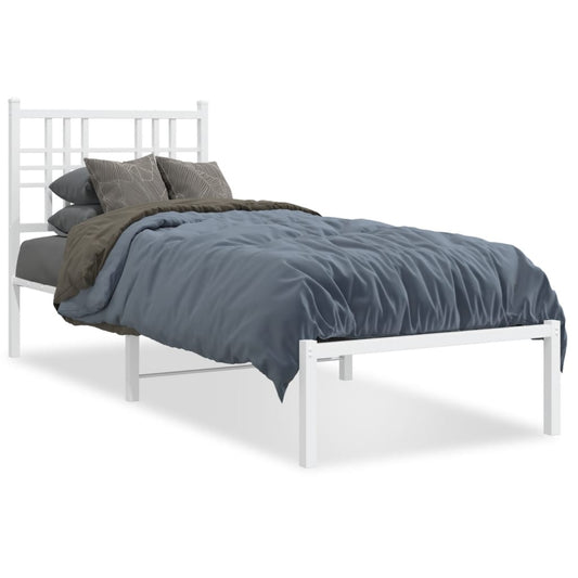 Metal Bed Frame without Mattress with Headboard White 80x200cm
