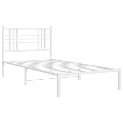 Metal Bed Frame without Mattress with Headboard White 100x200cm