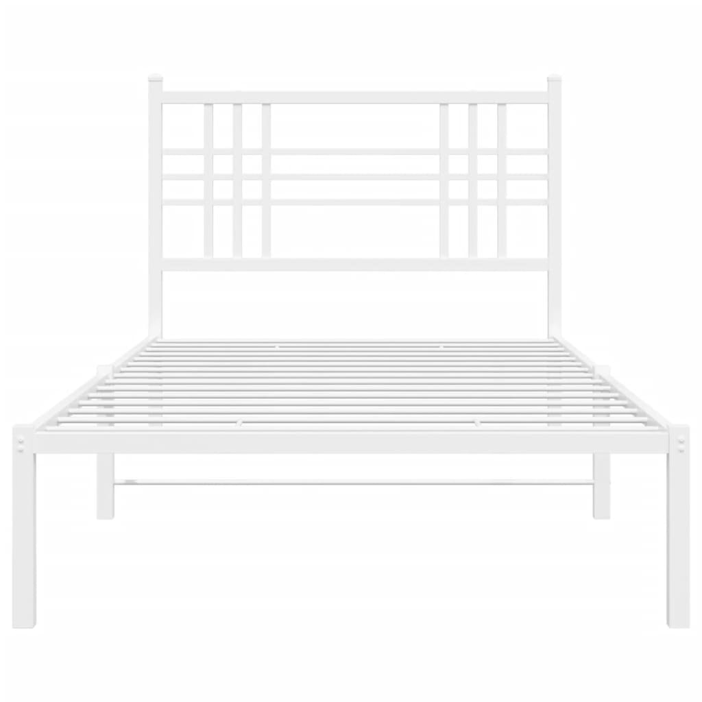 vidaXL Bed Frame White Powder-Coated Steel Twin Durable Bed Frame