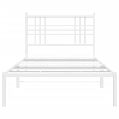 vidaXL Bed Frame White Powder-Coated Steel Twin Durable Bed Frame