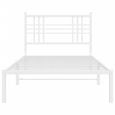 Metal Bed Frame without Mattress with Headboard White 100x200cm