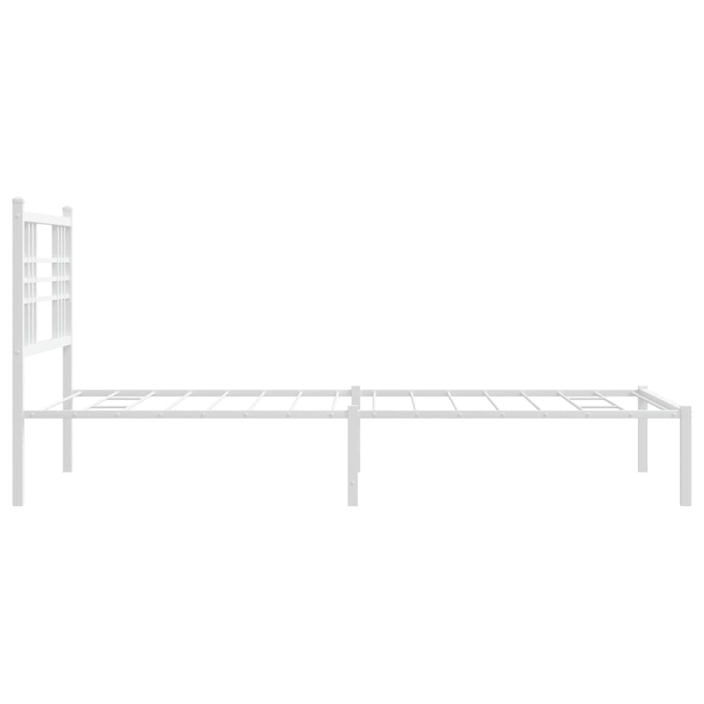 vidaXL Bed Frame White Powder-Coated Steel Twin Durable Bed Frame