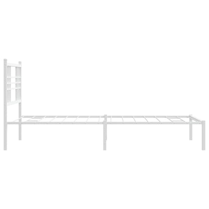 vidaXL Bed Frame White Powder-Coated Steel Twin Durable Bed Frame