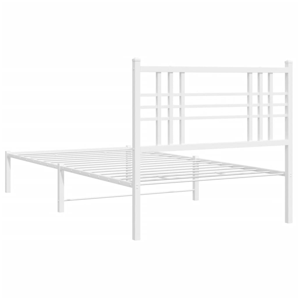 vidaXL Bed Frame White Powder-Coated Steel Twin Durable Bed Frame