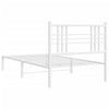 Metal Bed Frame without Mattress with Headboard White 100x200cm