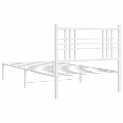 Metal Bed Frame without Mattress with Headboard White 100x200cm