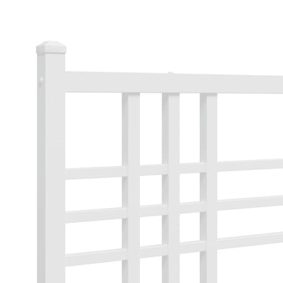 Metal Bed Frame without Mattress with Headboard White 100x200cm