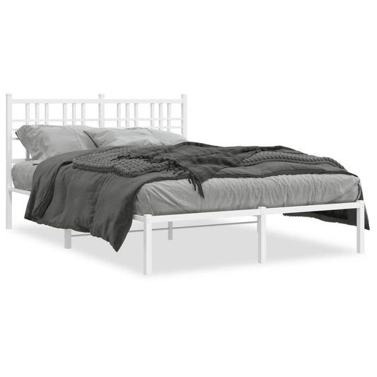 Metal Bed Frame without Mattress with Headboard White 120x200cm