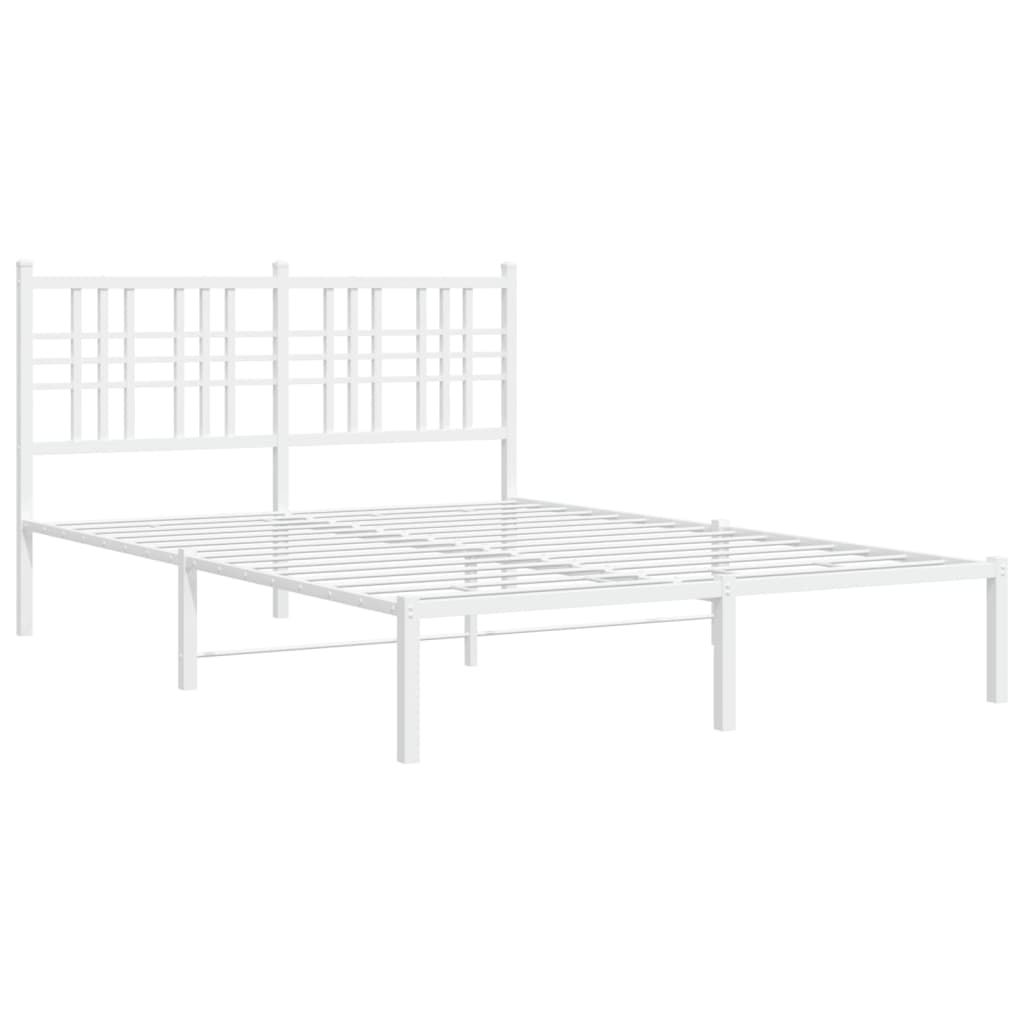 Metal Bed Frame without Mattress with Headboard White 140x200cm