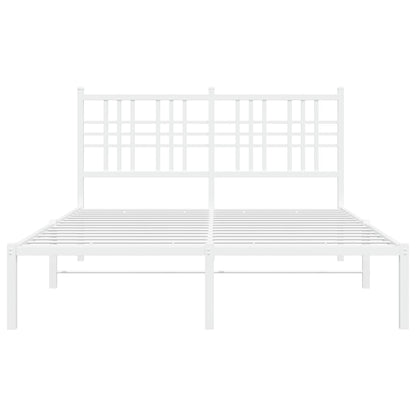 Metal Bed Frame without Mattress with Headboard White 140x200cm