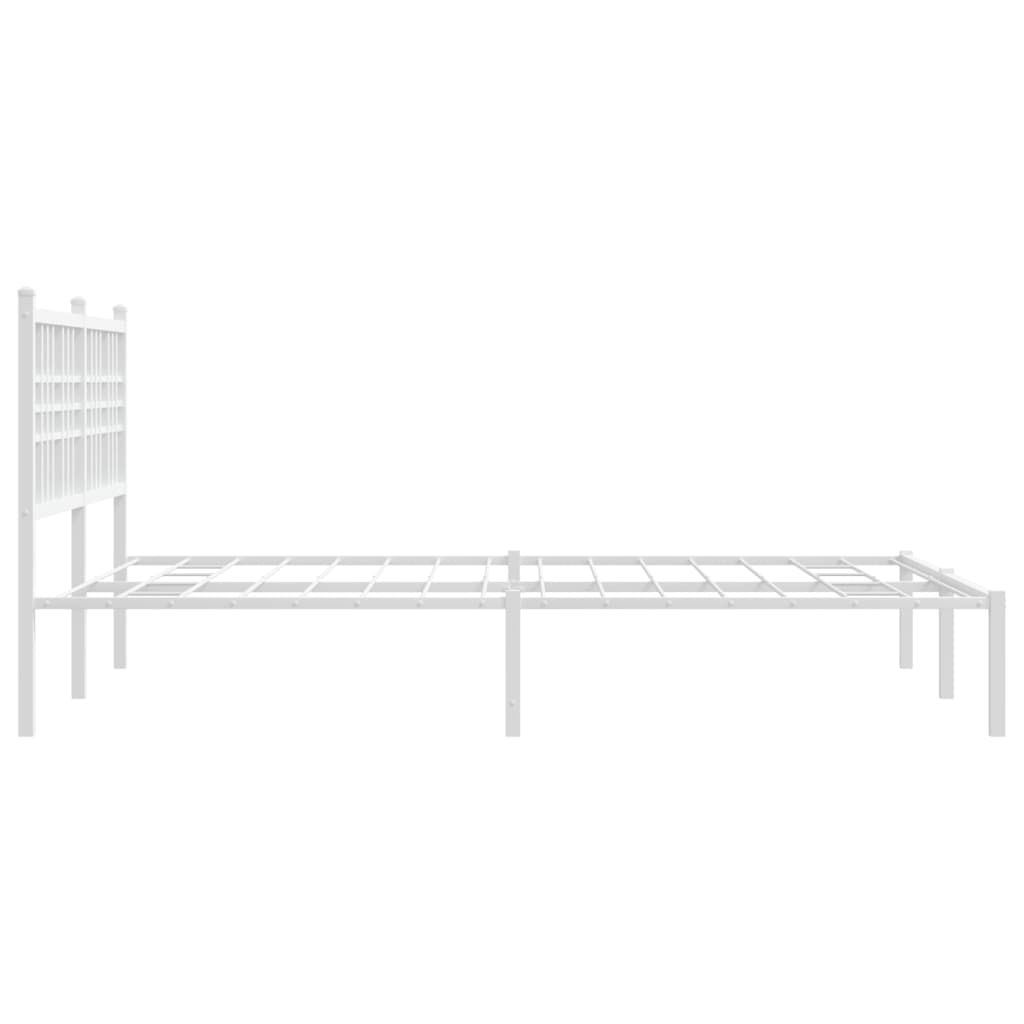 Metal Bed Frame without Mattress with Headboard White 140x200cm