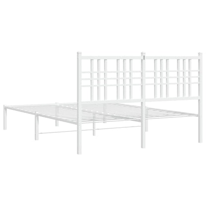 Metal Bed Frame without Mattress with Headboard White 140x200cm