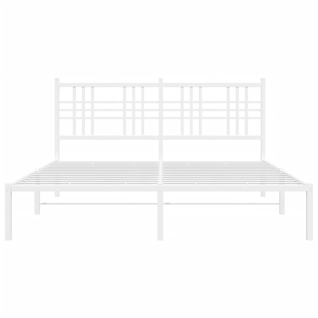 vidaXL Metal Bed Frame without Mattress with Headboard White 150x200cm