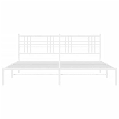 Bed Frame White Powder-Coated Steel Double Modern Bed Frame
