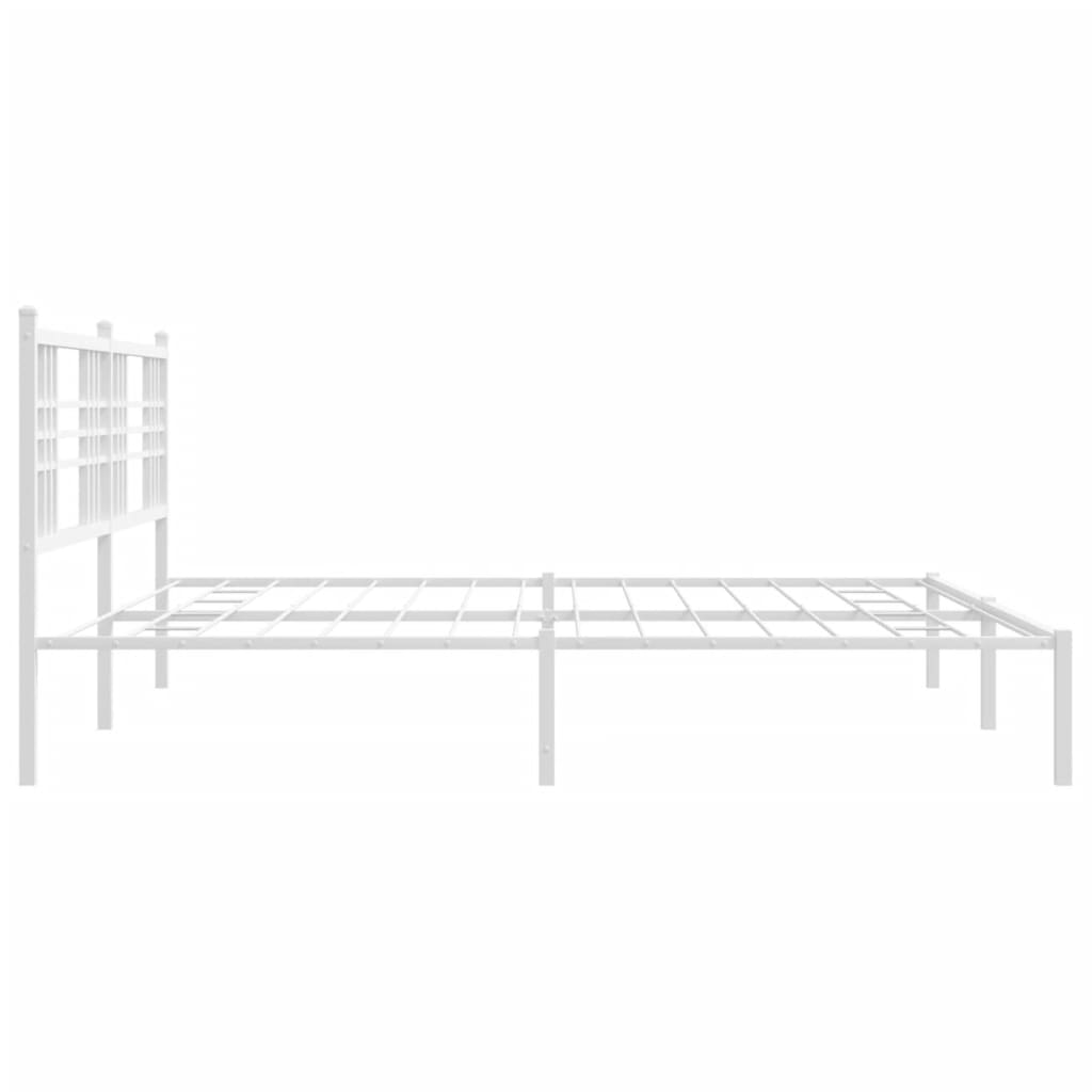 Bed Frame White Powder-Coated Steel Double Modern Bed Frame