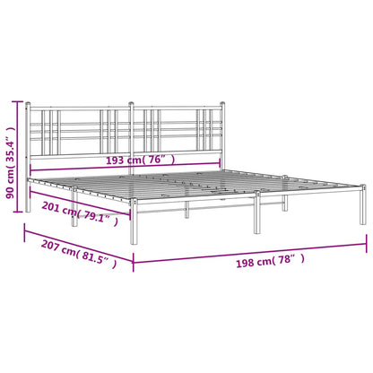 Bed Frame White Powder-Coated Steel Double Modern Bed Frame