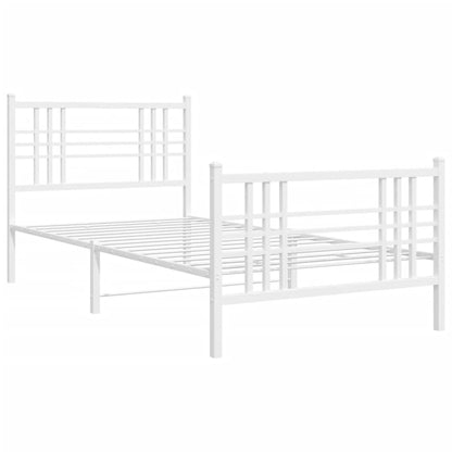 Metal Bed Frame without Mattress with Footboard White 39.4"x78.7
