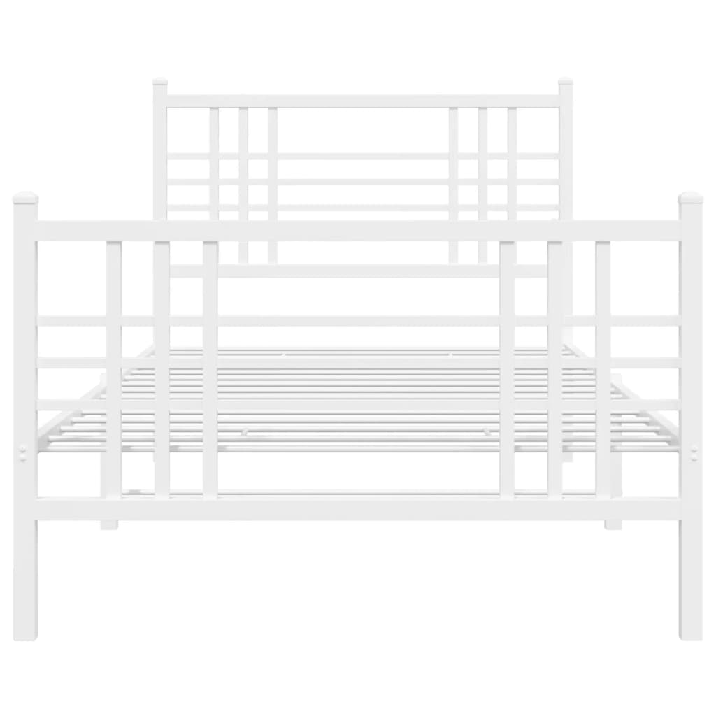 Metal Bed Frame without Mattress with Footboard White 39.4"x78.7