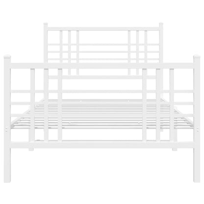 Metal Bed Frame without Mattress with Footboard White 39.4"x78.7