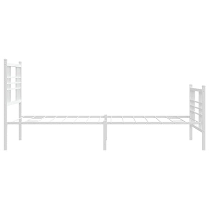 Metal Bed Frame without Mattress with Footboard White 39.4"x78.7