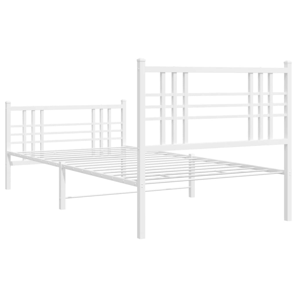 Metal Bed Frame without Mattress with Footboard White 39.4"x78.7