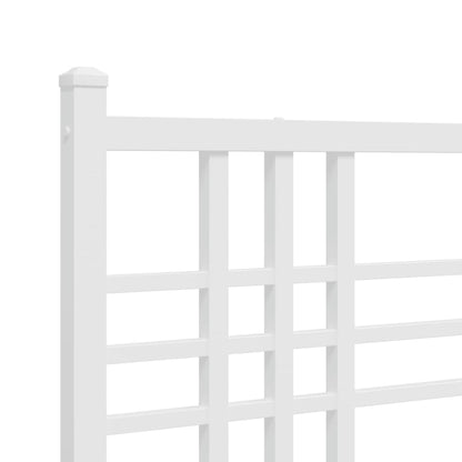 Metal Bed Frame without Mattress with Footboard White 39.4"x78.7