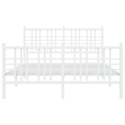 Metal Bed Frame without Mattress with Footboard White 120x190cm