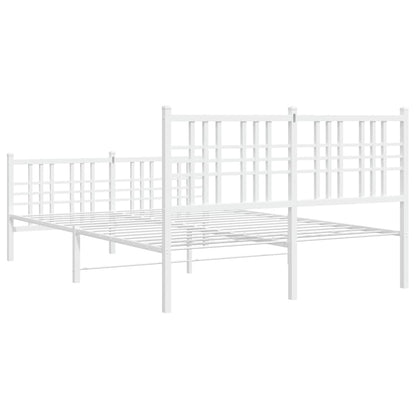 Metal Bed Frame without Mattress with Footboard White 120x190cm
