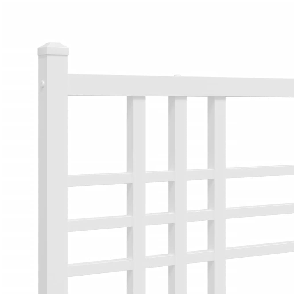 Metal Bed Frame without Mattress with Footboard White 120x200cm
