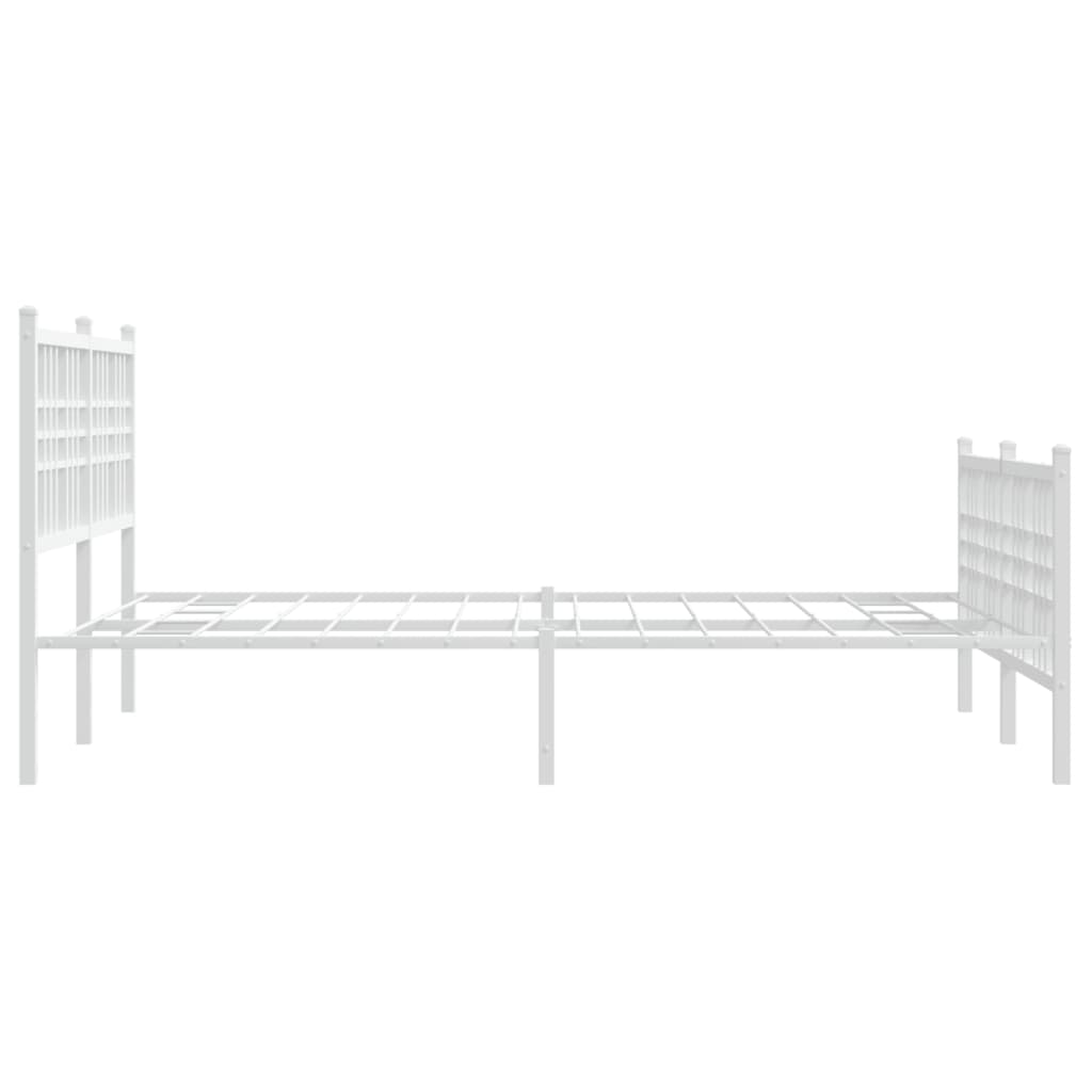 Metal Bed Frame without Mattress with Footboard White 137x190cm