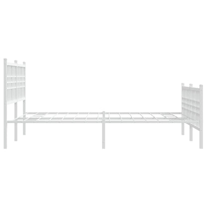 Metal Bed Frame without Mattress with Footboard White 137x190cm
