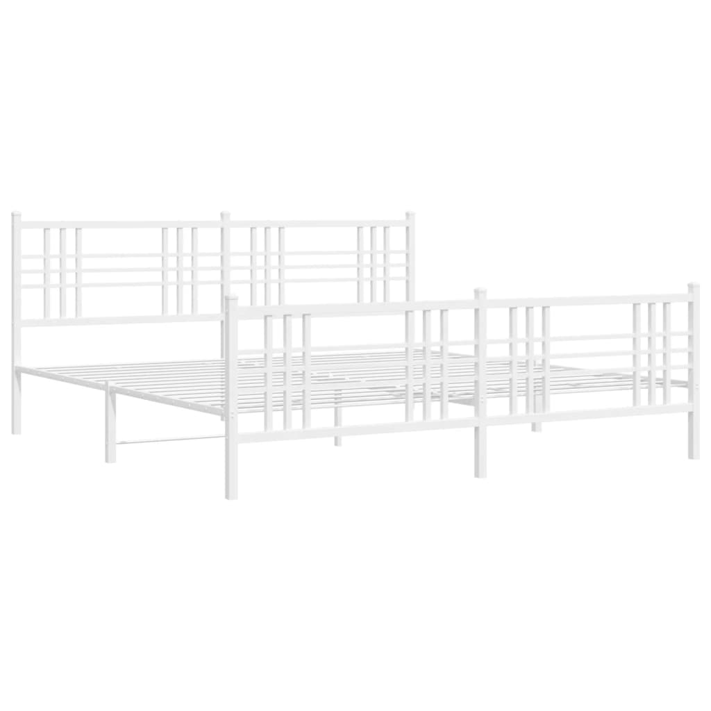 Metal Bed Frame without Mattress with Footboard White 76"x79.9