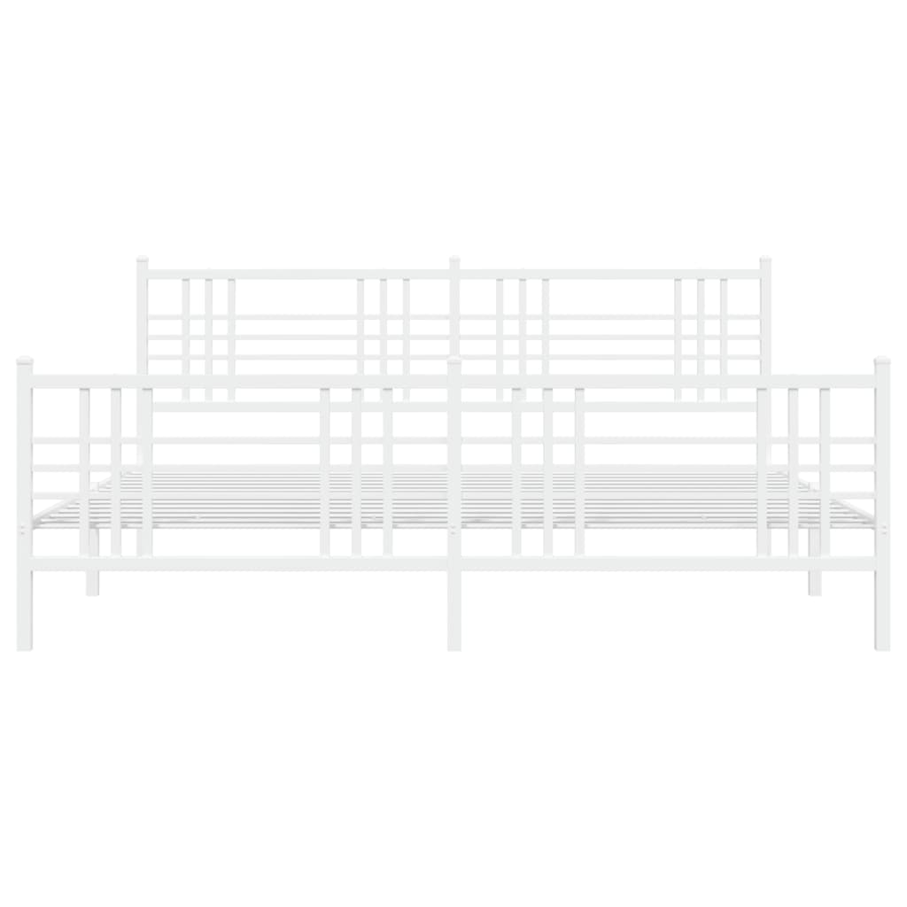 Metal Bed Frame without Mattress with Footboard White 76"x79.9