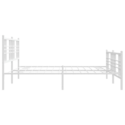 Metal Bed Frame without Mattress with Footboard White 76"x79.9