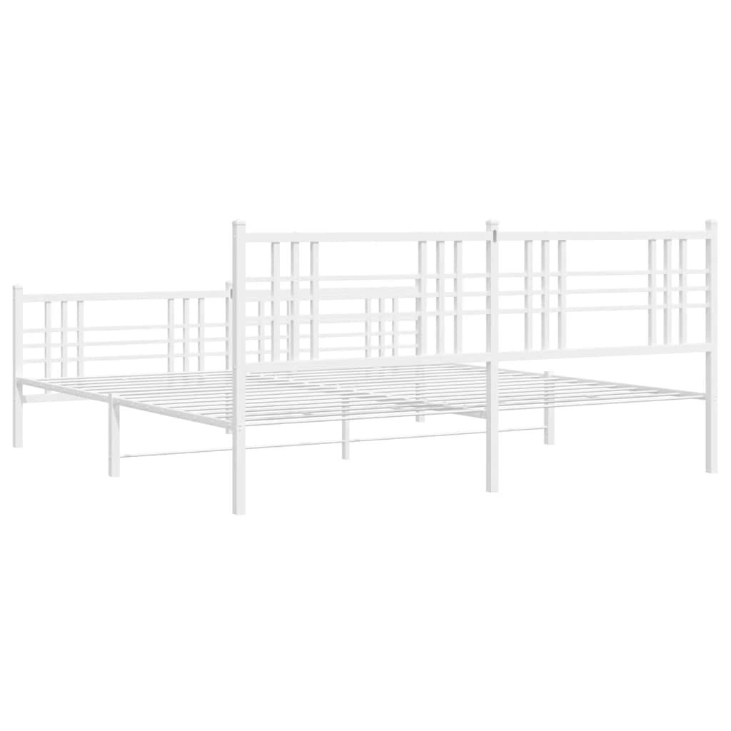 Metal Bed Frame without Mattress with Footboard White 76"x79.9